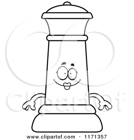 Cartoon Clipart Of A Happy Black Chess Queen Mascot - Vector Outlined Coloring Page by Cory Thoman