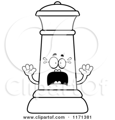 Cartoon Clipart Of A Screaming Black Chess Queen Mascot - Vector Outlined Coloring Page by Cory Thoman