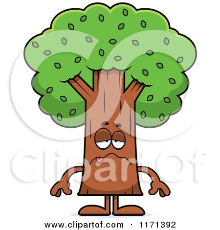 Cartoon of a Sick Tree Mascot - Royalty Free Vector Clipart by Cory Thoman