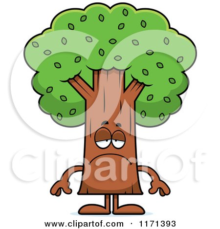 Cartoon of a Depressed Tree Mascot - Royalty Free Vector Clipart by Cory Thoman