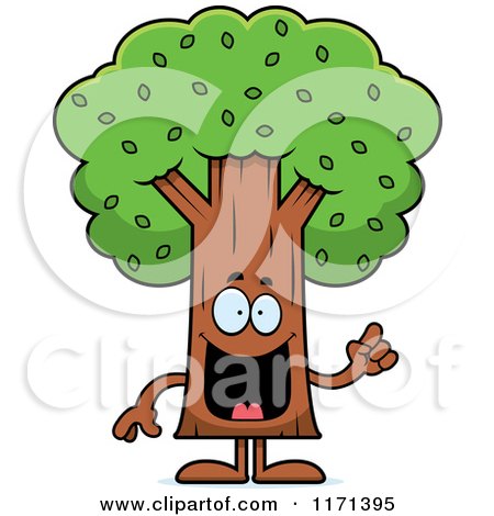 Cartoon of a Smart Tree Mascot with an Idea - Royalty Free Vector Clipart by Cory Thoman
