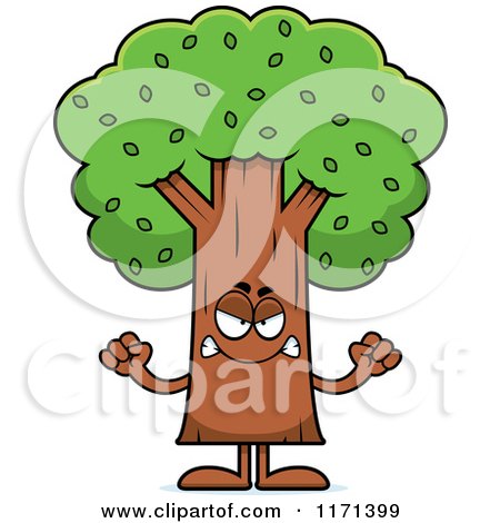 Cartoon of a Mad Tree Mascot - Royalty Free Vector Clipart by Cory Thoman