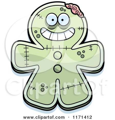 Cartoon of a Grinning Happy Gingerbread Zombie Mascot - Royalty Free Vector Clipart by Cory Thoman