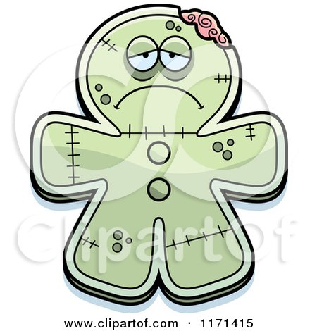 Cartoon of a Depressed Gingerbread Zombie Mascot - Royalty Free Vector Clipart by Cory Thoman