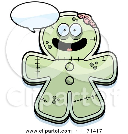 Cartoon of a Happy Talking Gingerbread Zombie Mascot - Royalty Free Vector Clipart by Cory Thoman