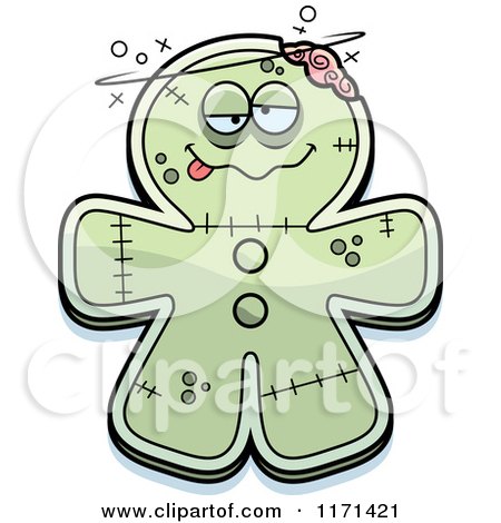 Cartoon of a Drunk Gingerbread Zombie Mascot - Royalty Free Vector Clipart by Cory Thoman