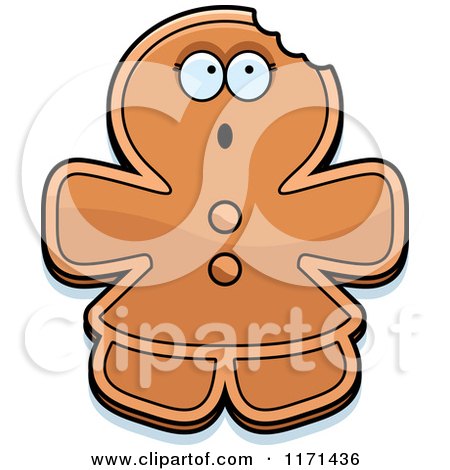 Cartoon of a Surprised Gingerbread Woman Mascot - Royalty Free Vector Clipart by Cory Thoman