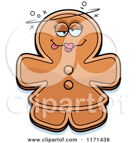 Cartoon of a Drunk Gingerbread Woman Mascot - Royalty Free Vector Clipart by Cory Thoman