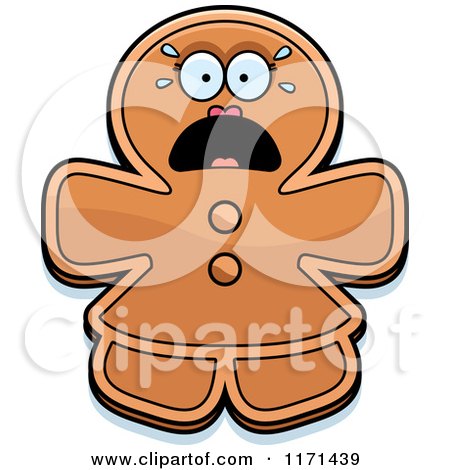 Cartoon of a Screaming Gingerbread Woman Mascot - Royalty Free Vector Clipart by Cory Thoman