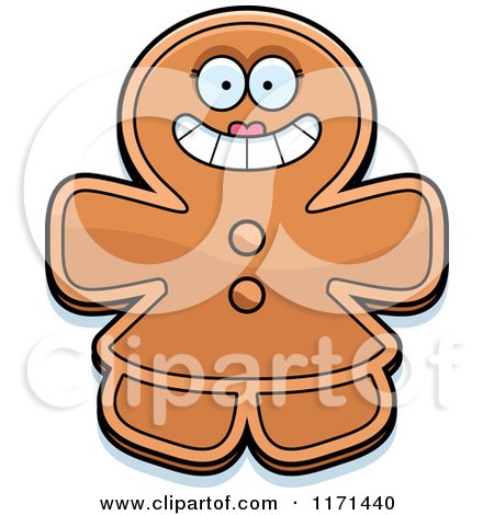 Cartoon of a Grinning Happy Gingerbread Woman Mascot - Royalty Free Vector Clipart by Cory Thoman