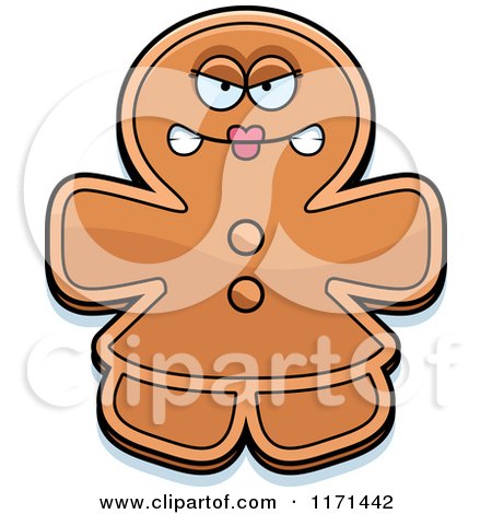 Cartoon of a Mad Gingerbread Woman Mascot - Royalty Free Vector Clipart by Cory Thoman