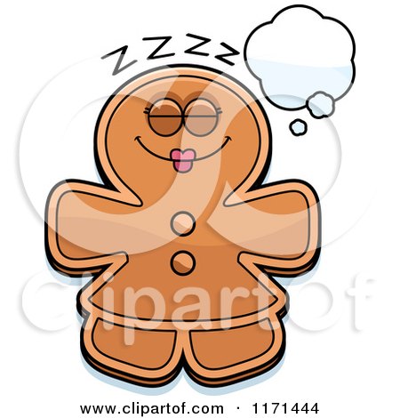Cartoon of a Dreaming Gingerbread Woman Mascot - Royalty Free Vector Clipart by Cory Thoman