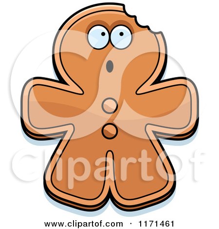 Cartoon of a Surprised Gingerbread Man Mascot - Royalty Free Vector Clipart by Cory Thoman