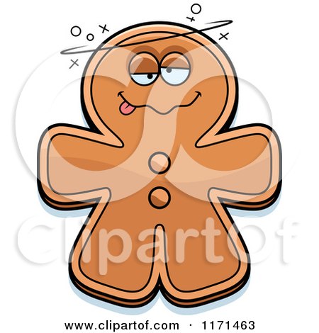 Cartoon of a Drunk Gingerbread Man Mascot - Royalty Free Vector Clipart by Cory Thoman