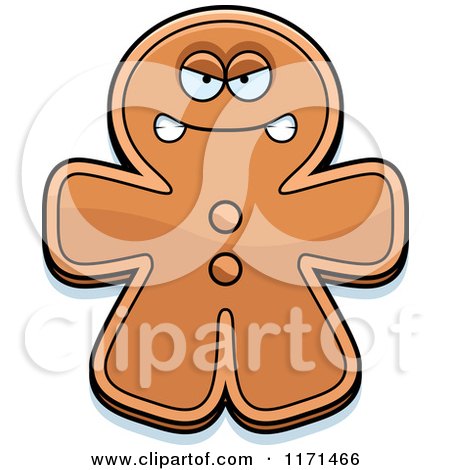 Cartoon of a Mad Gingerbread Man Mascot - Royalty Free Vector Clipart by Cory Thoman