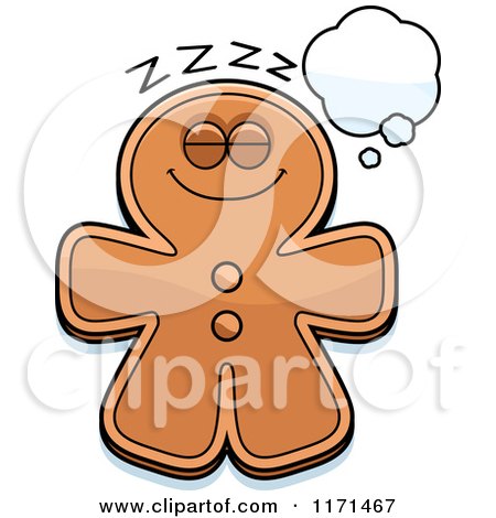 Cartoon of a Dreaming Gingerbread Man Mascot - Royalty Free Vector Clipart by Cory Thoman