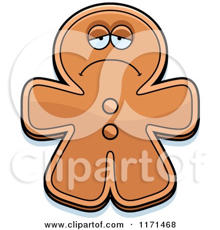 Cartoon of a Depressed Gingerbread Man Mascot - Royalty Free Vector Clipart by Cory Thoman