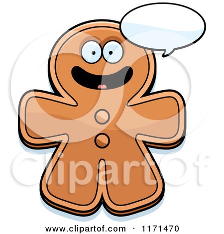 Cartoon of a Happy Talking Gingerbread Man Mascot - Royalty Free Vector Clipart by Cory Thoman