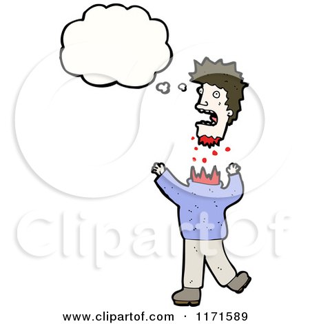 Cartoon of a Thinking Decapitated Man - Royalty Free Vector Illustration by lineartestpilot