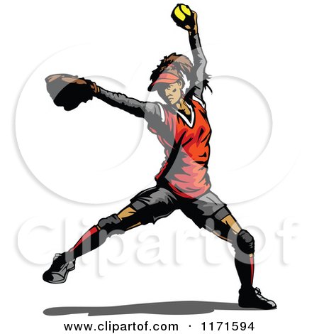 Clipart of a Softball Pitcher - Royalty Free Vector Illustration by Chromaco