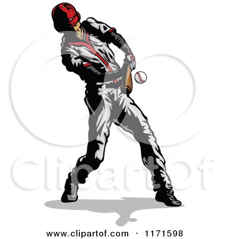 Clipart of a Baseball Player Hitting a Ball - Royalty Free Vector Illustration by Chromaco