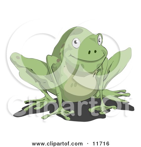 Cute Little Green Frog Clipart Illustration by AtStockIllustration