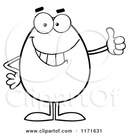 Cartoon of a Black and White Egg Mascot Holding a Thumb Up| Royalty Free Vector Clipart by Hit Toon