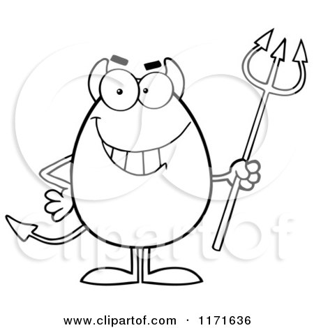 Cartoon of a Black and White Devil Egg Mascot - Royalty Free Vector Clipart by Hit Toon