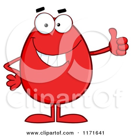 Cartoon of a Red Egg Mascot Holding a Thumb Up| Royalty Free Vector Clipart by Hit Toon