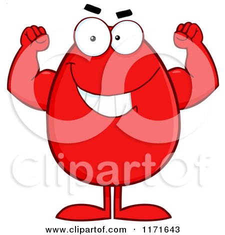 Cartoon of a Flexing Red Easter Egg Mascot - Royalty Free Vector Clipart by Hit Toon