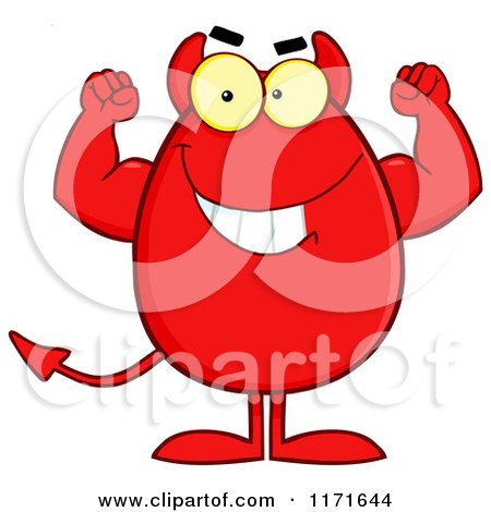 Cartoon of a Flexing Devil Egg Mascot - Royalty Free Vector Clipart by Hit Toon