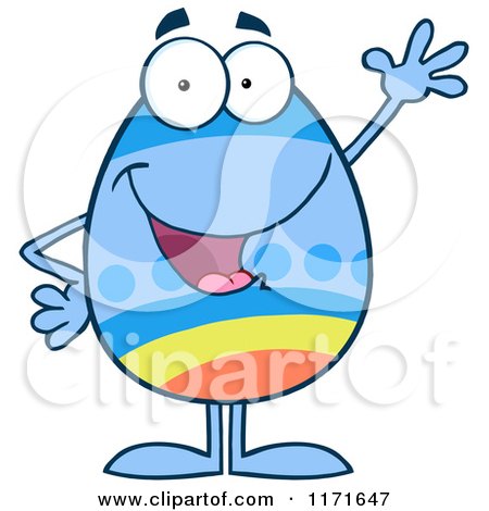Cartoon of a Waving Easter Egg Mascot - Royalty Free Vector Clipart by Hit Toon