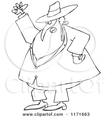 Cartoon of an Outlined Mad Rabbi Waving a Fist in the Air - Royalty Free Vector Clipart by djart