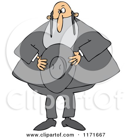 Cartoon of a Rabbi Holding His Hat - Royalty Free Vector Clipart by djart