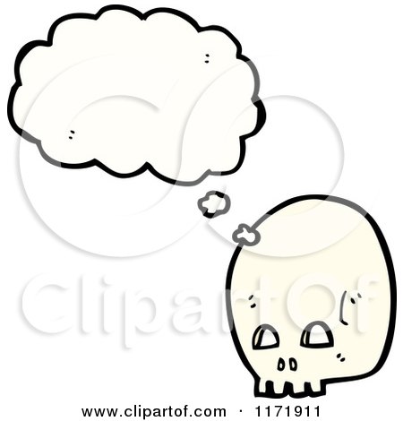 Cartoon of a Thinking Human Skull - Royalty Free Vector Clipart by lineartestpilot