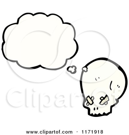 Cartoon of a Thinking Human Skull - Royalty Free Vector Clipart by lineartestpilot