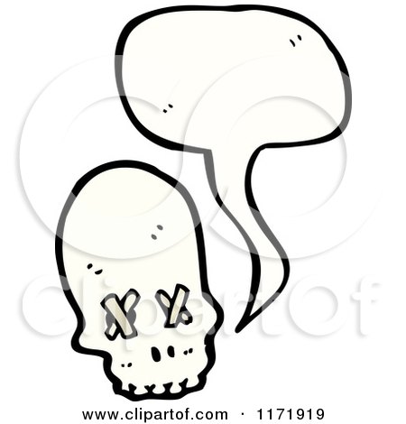 Cartoon of a Talking Skull with Bandaged Eye Sockets - Royalty Free Vector Clipart by lineartestpilot