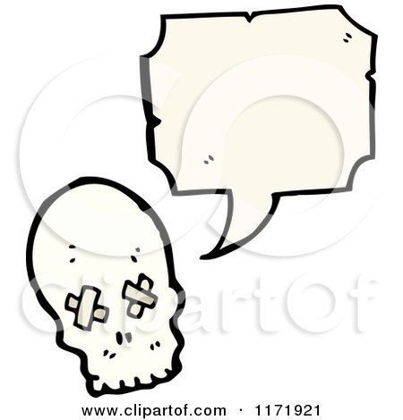 Cartoon of a Talking Skull with Bandaged Eye Sockets - Royalty Free Vector Clipart by lineartestpilot