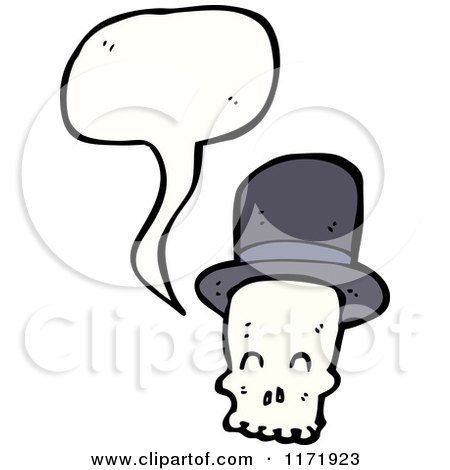 Cartoon of a Talking Skull Wearing a Top Hat - Royalty Free Vector Clipart by lineartestpilot