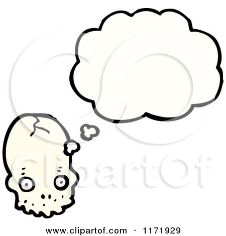 Cartoon of a Thinking Skull - Royalty Free Vector Clipart by lineartestpilot