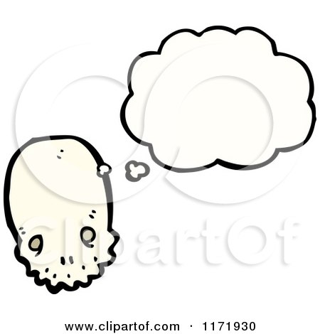 Cartoon of a Thinking Skull - Royalty Free Vector Clipart by lineartestpilot