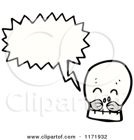 Cartoon of a Talking Skull with a Mustache - Royalty Free Vector Clipart by lineartestpilot