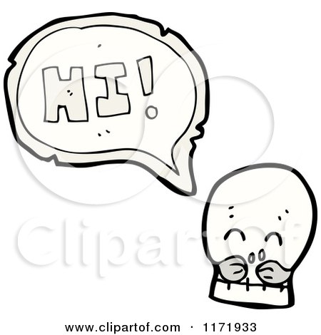 Cartoon of a Mustached Skull Saying Hi - Royalty Free Vector Clipart by lineartestpilot