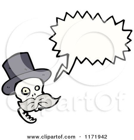 Cartoon of a Talking Skull with a Top Hat and Mustache - Royalty Free Vector Clipart by lineartestpilot