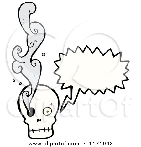 Cartoon of a Talking Skull with Smoke - Royalty Free Vector Clipart by lineartestpilot