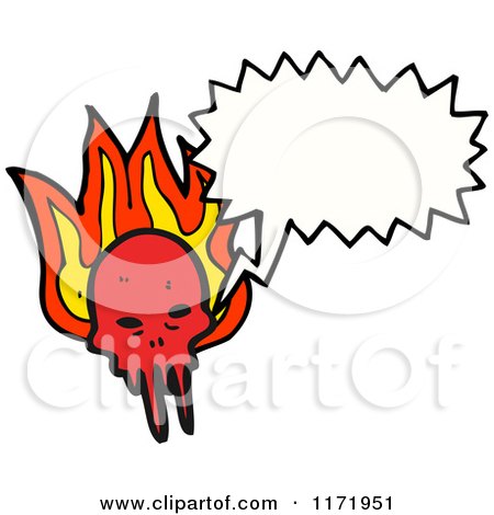 Cartoon of a Talking Demon Skull and Flames - Royalty Free Vector Clipart by lineartestpilot