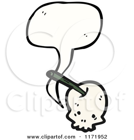 Cartoon of a Talking Cherry Skull - Royalty Free Vector Clipart by lineartestpilot
