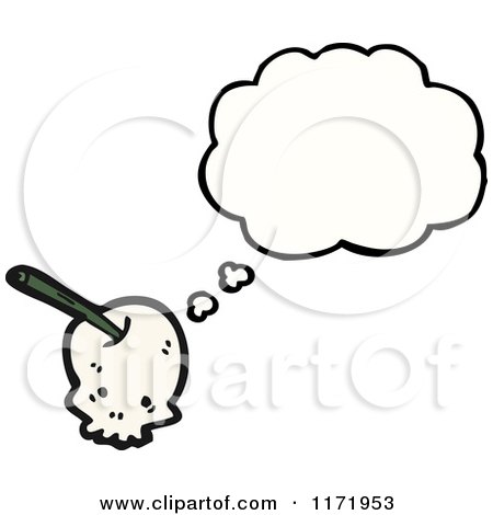 Cartoon of a Thinking Cherry Skull - Royalty Free Vector Clipart by lineartestpilot