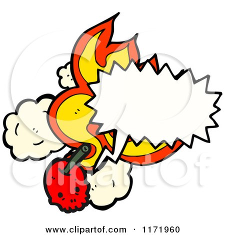 Cartoon of a Talking Cherry Skull with Flames - Royalty Free Vector Clipart by lineartestpilot
