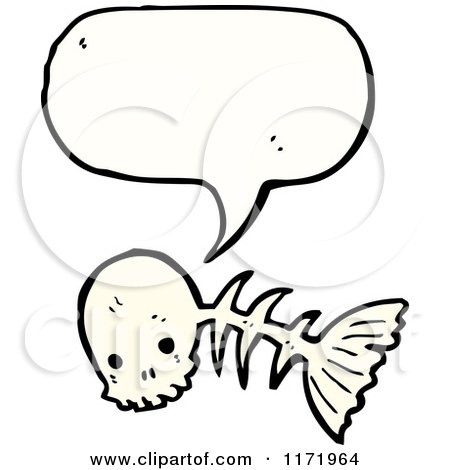 Cartoon of a Talking Fish Bone - Royalty Free Vector Clipart by lineartestpilot